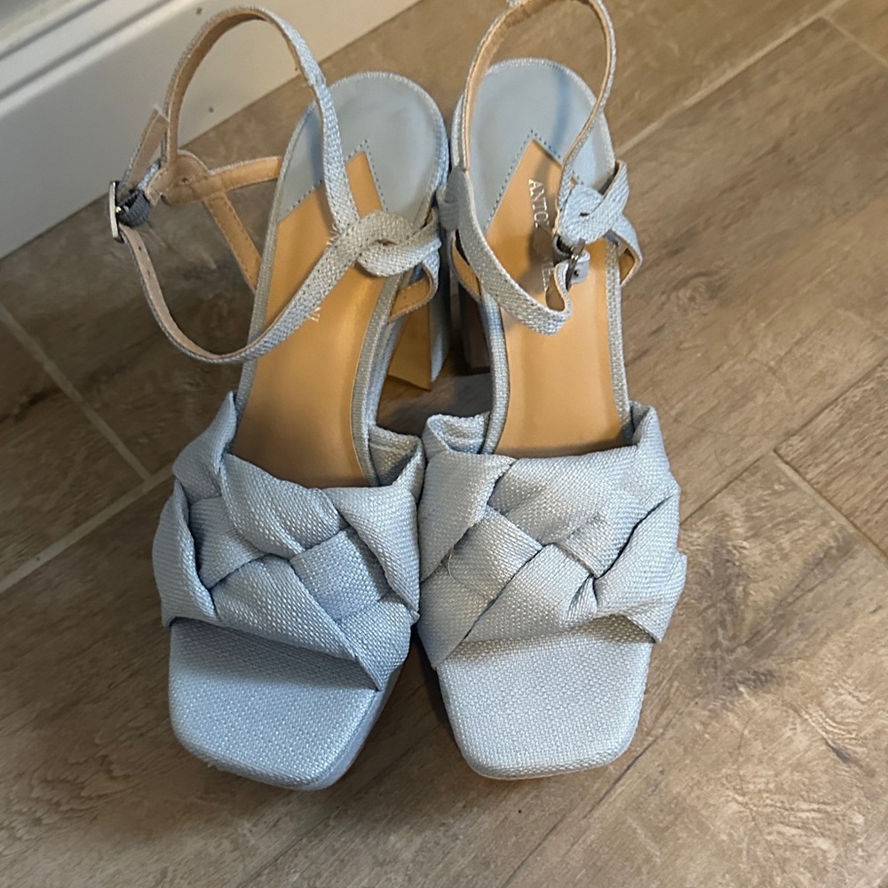 ANTONIO MELANI Sky Blue Braided Strap Heels - Picture 2 of 5